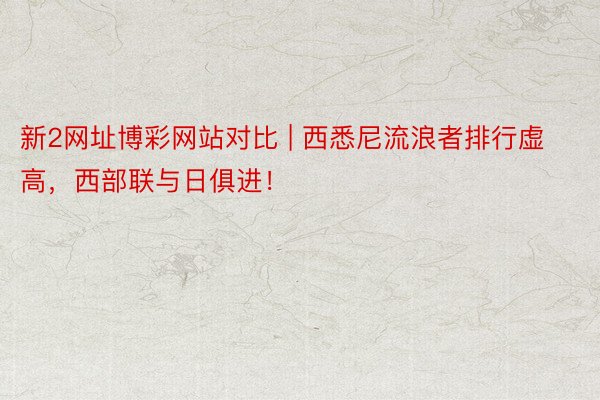 新2网址博彩网站对比 | 西悉尼流浪者排行虚高，西部联与日俱进！