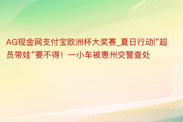AG现金网支付宝欧洲杯大奖赛_夏日行动|“超员带娃“要不得！一小车被惠州交警查处