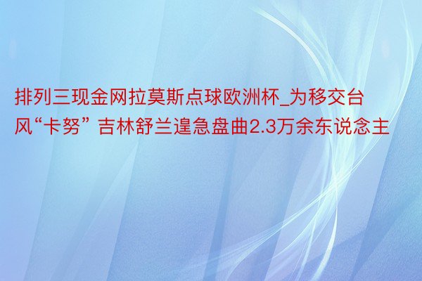 排列三现金网拉莫斯点球欧洲杯_为移交台风“卡努” 吉林舒兰遑急盘曲2.3万余东说念主