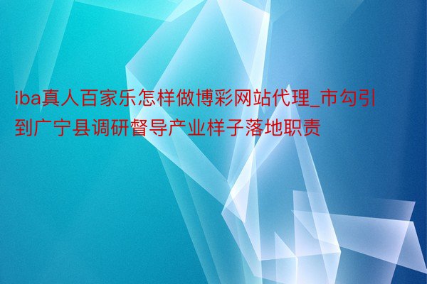 iba真人百家乐怎样做博彩网站代理_市勾引到广宁县调研督导产业样子落地职责