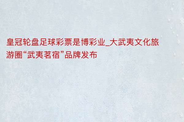 皇冠轮盘足球彩票是博彩业_大武夷文化旅游圈“武夷茗宿”品牌发布