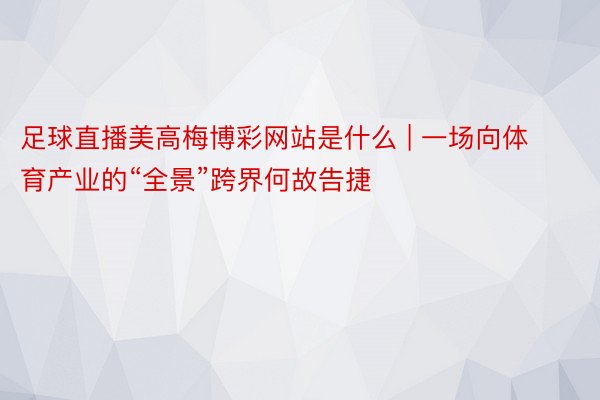 足球直播美高梅博彩网站是什么 | 一场向体育产业的“全景”跨界何故告捷